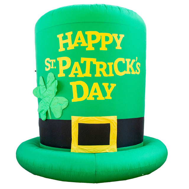 Inflatable St Patrick's Day Green Leprechaun Top Hat with Shamrock