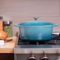 Velaze ZTY06 7.5 Quarts Non-Stick Enameled Cast Iron Oval Dutch Oven Color: Blue VLZ-ZT-Y06-BL