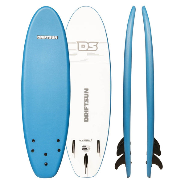 Driftsun Nymbus Foam Surfboard, EPS Foam Core, Includes 3 Removable Fins